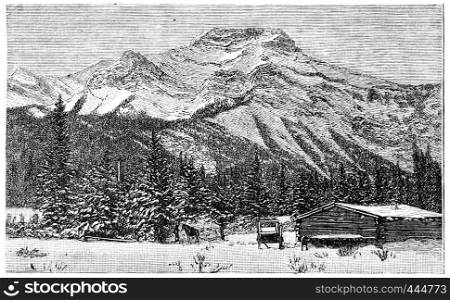 The Rocky Mountains, vintage engraved illustration. Journal des Voyage, Travel Journal, (1880-81).