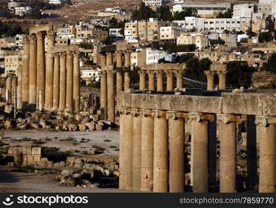 the Roman Ruins of Jerash in the north of Amann in Jordan in the middle east.. ASIA MIDDLE EAST JORDAN JERASH