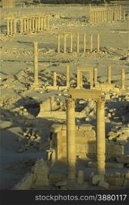 the Roman Ruins of Palmyra in Palmyra in the east of Syria.. SYRIA PALMYRA ROMAN RUINS
