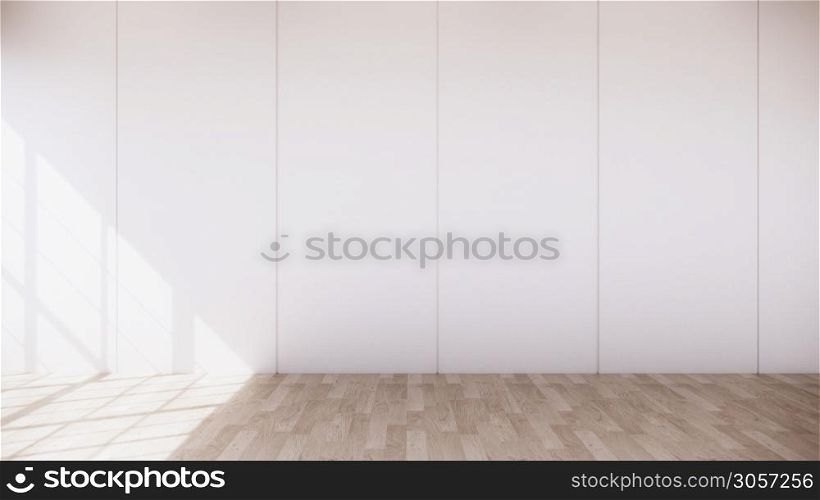 The room decoration is open with design disc flap on the wood grain floor.3D rendering