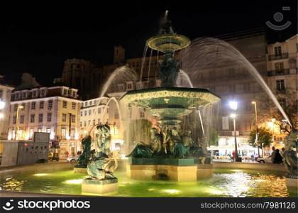 the rossio square in the city centre of Lisbon in Portugal in Europe.. EUROPE PORTUGAL LISBON ROSSIO SQUARE