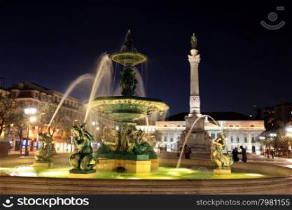 the rossio square in the city centre of Lisbon in Portugal in Europe.. EUROPE PORTUGAL LISBON ROSSIO SQUARE