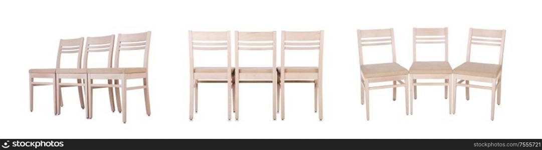 The row of chairs isolated on the white. Row of chairs isolated on the white