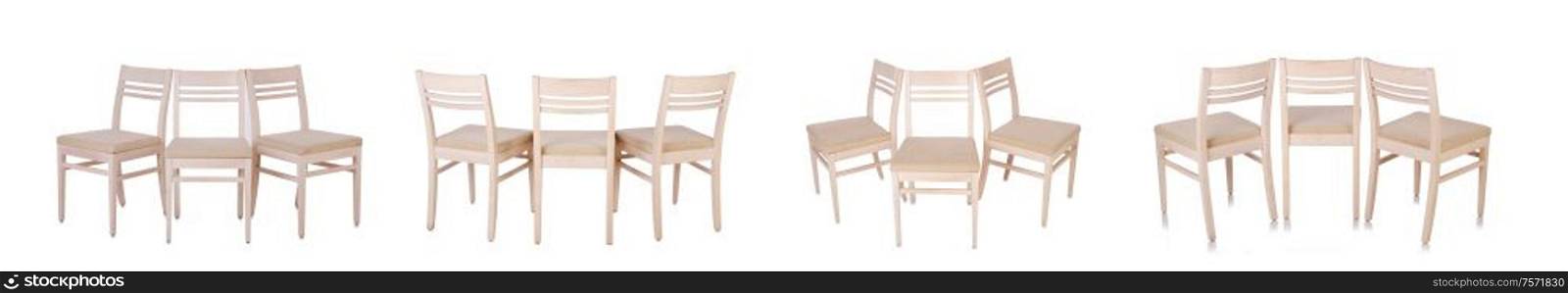 The row of chairs isolated on the white. Row of chairs isolated on the white