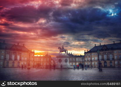 The Royal Amalienborg Palace in Copenhagen. Denmark. Royal Amalienborg Palace in Copenhagen