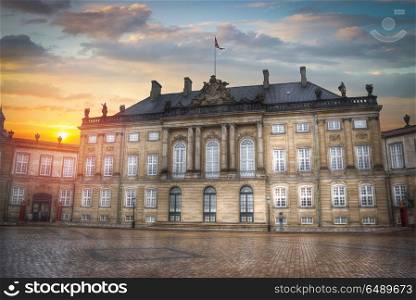 The Royal Amalienborg Palace in Copenhagen. Denmark. Royal Amalienborg Palace in Copenhagen