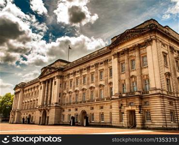 The royal Buckingham Palace with beautiful sky in London