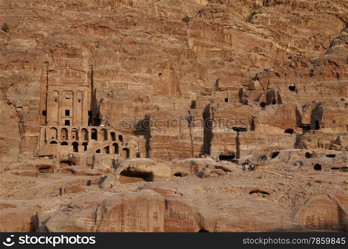 the Royal Tombs in the Temple city of Petra in Jordan in the middle east.. ASIA MIDDLE EAST JORDAN ETRA