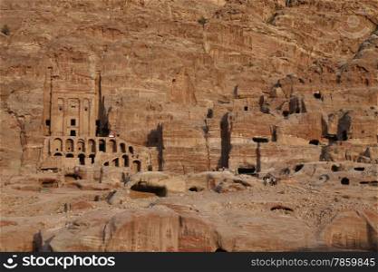 the Royal Tombs in the Temple city of Petra in Jordan in the middle east.. ASIA MIDDLE EAST JORDAN ETRA