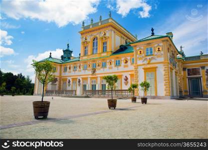 The royal Wilanow Palace in Warsaw, Poland. View from Upper Garden