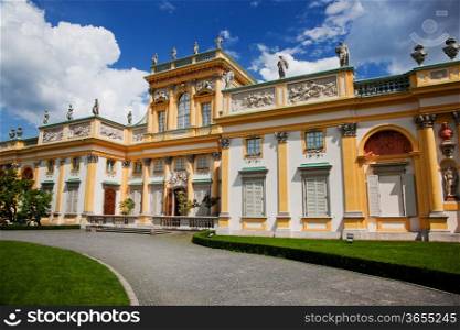 The royal Wilanow Palace in Warsaw, Poland. View on the main facade.
