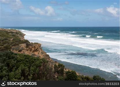 The rugged coastline beside the Great Ocean Road, Southern Victoria, Australia