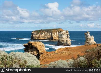 The rugged coastline beside the Great Ocean Road, Southern Victoria, Australia