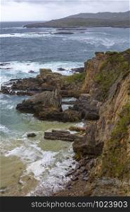 The rugged coastline of the Beara Peninsula on the Wild Atlantic Way on the west coast of the Republic of Ireland.