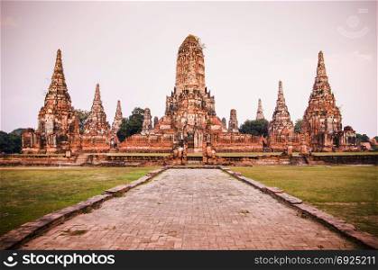The ruin of Wat Chai Watthanaram temple, Ayutthaya, Thailand