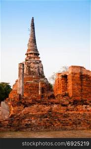 The ruin of Wat Mahathat Temple, Ayutthaya, Thailand