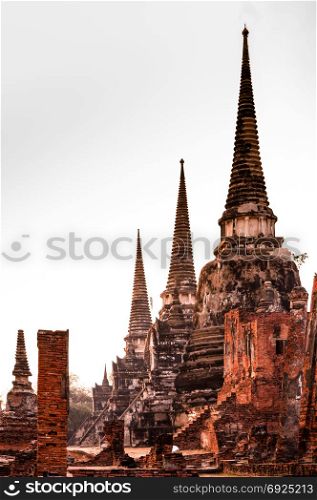 The ruin pagodas of Wat Phra Si Sanphet.
