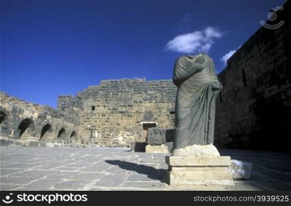 the ruins in the town of Bosra in Syria in the middle east. MIDDLE EAST SYRIA BOSRA RUINS