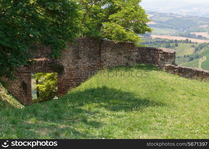 The ruins of a medieval castle in Italy