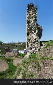 The ruins of a medieval Skala Podilsky castle on the right bank of river Zbruch (Ternopil oblast, Ukraine). Construction began in 1331. Rebuilt in the first half of the XVIII century.