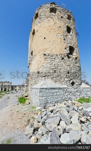 The ruins of a medieval Skala Podilsky castle on the right bank of river Zbruch (Ternopil oblast, Ukraine). Construction began in 1331. Rebuilt in the first half of the XVIII century.