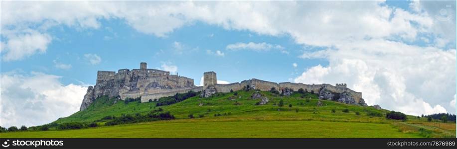 The ruins of Spis Castle or Spissky hrad in eastern Slovakia. Summer panorama. Built in the 12th century.