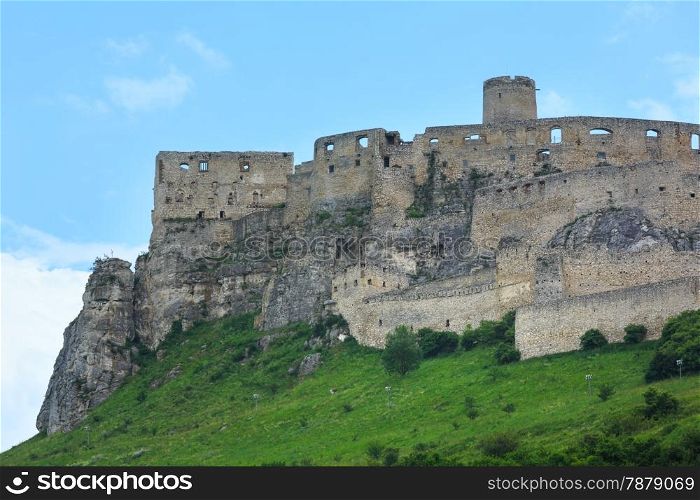 The ruins of Spis Castle or Spissky hrad in eastern Slovakia. Summer view. Built in the 12th century.