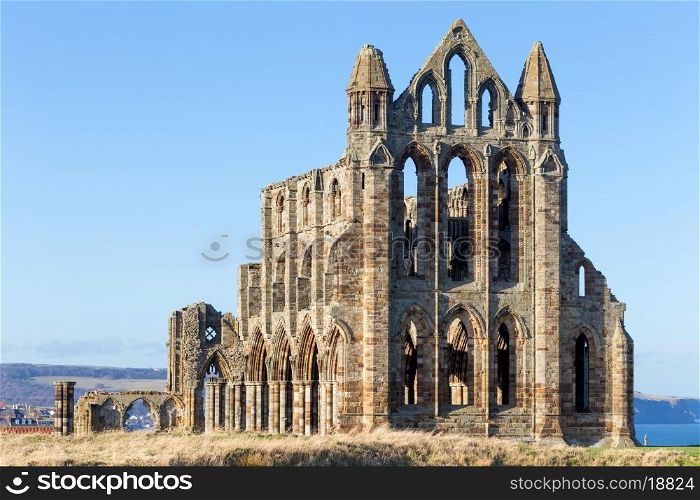 The ruins of Whitby Abbey in Yorkshire, UK, which provided inspiration for Bram Stoker's Dracula.