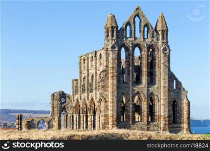 The ruins of Whitby Abbey in Yorkshire, UK, which provided inspiration for Bram Stoker's Dracula.