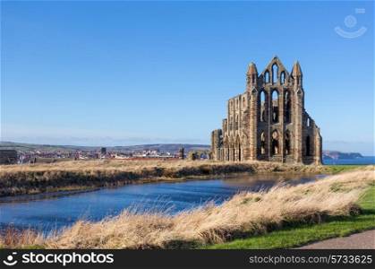 The ruins of Whitby Abbey in Yorkshire, UK, which provided inspiration for Bram Stoker&rsquo;s Dracula.