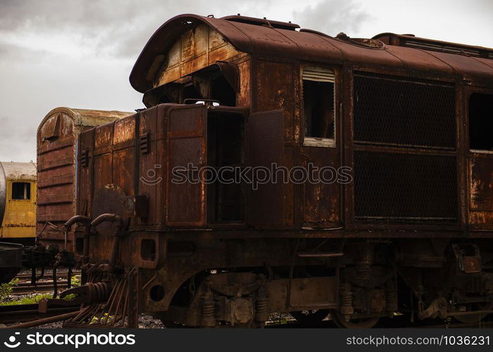 The rusty old train ruins look scary