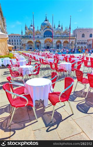 The Saint Mark’s square in Venice on sunny summer day, Italy           