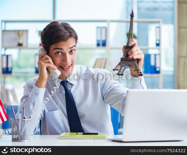 The sales agent working in travel agency. Sales agent working in travel agency