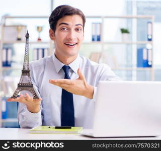 The sales agent working in travel agency. Sales agent working in travel agency