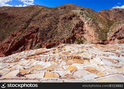 The salt evaporation pond at Maras (Salinas de Maras) near Cusco, Peru
