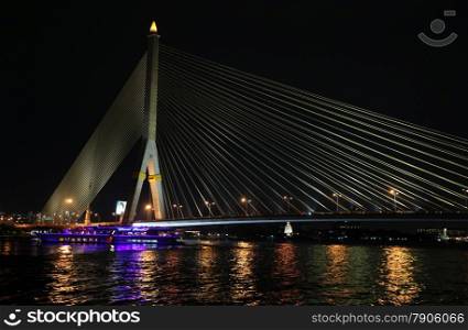 the Saphan Phra Ram 8 Bridge at the nam Chao Phraya River in Banglamphu in the city of Bangkok in Thailand in Southeastasia.. ASIA THAILAND BANGKOK