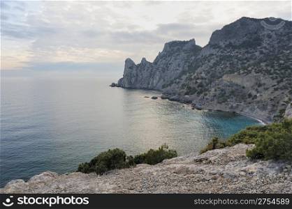The sea and mountains. The sea and mountains.Picturesque mountains and the black sea, Crimea, Ukraine