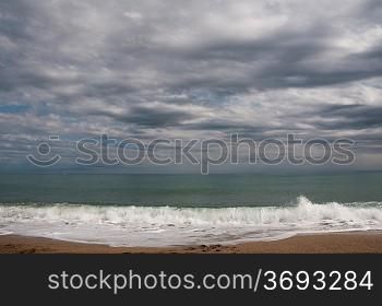 The sea coming in on a beach