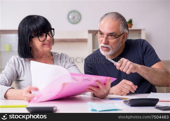 The senior couple discussing financial plans. Senior couple discussing financial plans