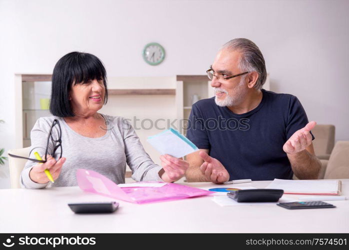 The senior couple discussing financial plans. Senior couple discussing financial plans