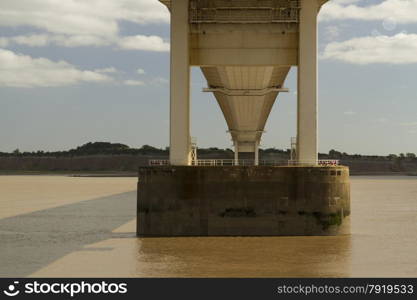 The Severn Bridge (welsh Pont Hafren) crosses from England to Wales across the rivers Severn and Wye.