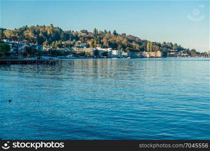 The shoreline of Lake Washington near Seattle.