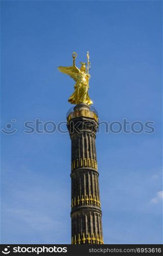 The Siegessaule. The Victory Columnthat located on the Tiergarten at the city of Berlin