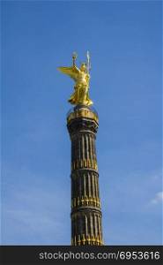 The Siegessaule. The Victory Columnthat located on the Tiergarten at the city of Berlin