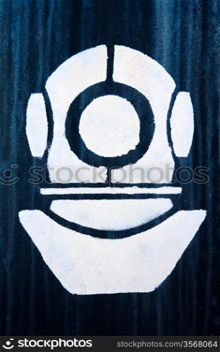 The sign, a symbol of industrial diver, white color impression