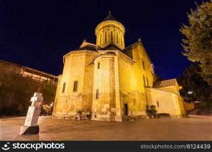 The Sioni Cathedral at night, its is a Georgian Orthodox cathedral in Tbilisi, Georgia