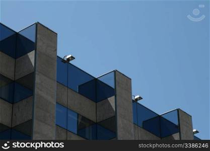 The sky reflected in modern glass building