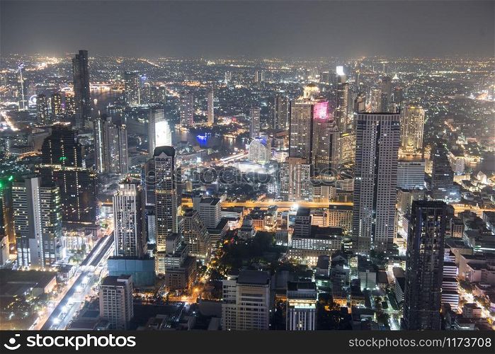 the skyline from the Roof Top of the Maha Nakhon Building in Sathon in the city of Bangkok in Thailand in Southest Asia. Thailand, Bangkok, November, 2019. THAILAND BANGKOK SATHON SKYLINE