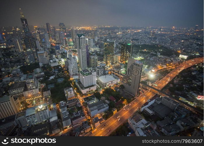 The Skyline view from the Sky Bar at the Riverside Aerea in the city of Bangkok in Thailand in Southeastasia.. ASIA THAILAND BANGKOK RIVERSIDE SKYLINE