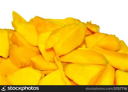 The sliced mango on a white background